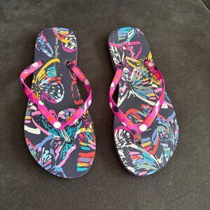 Vera Bradley Womens Butterfly Flip Flops Size 7-8 Colorful Thong Sandals